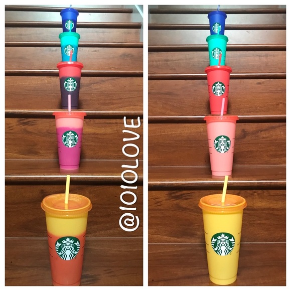 NEW ⭐️ Starbucks 5 Pack Color Changing Cups - Picture 2 of 5